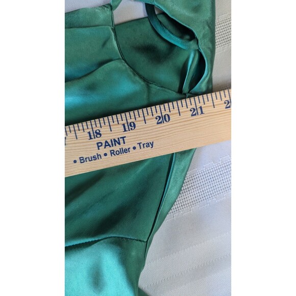 Vintage Satin Teal Slip Dress Women’s XL Adjustable Spaghetti Strap Cowl Neck - Picture 5 of 5